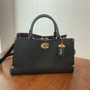 Coach Mason Caryall in black smooth leather with snakeskin detail